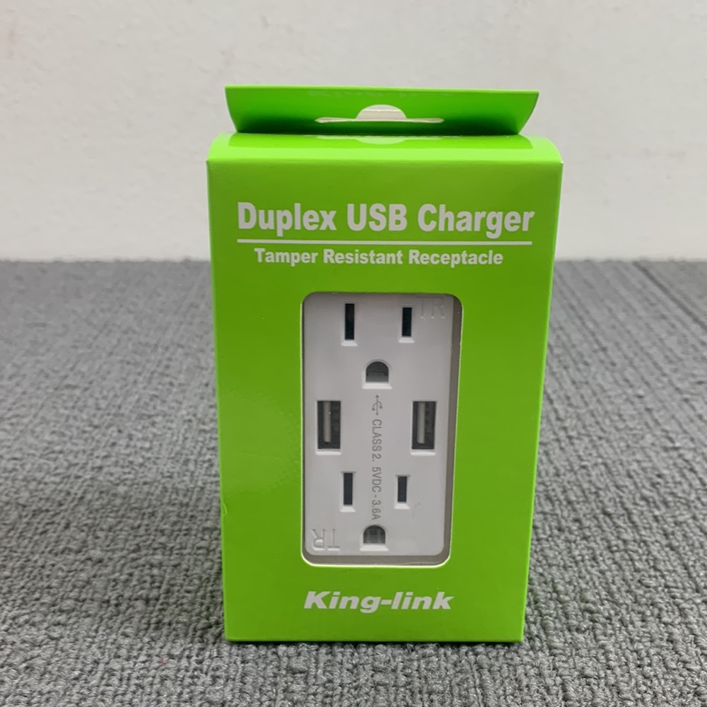 King-link Duplex USB Charger Outlet Tamper Resistant AC 15 Amp USB 3.1 Amp New